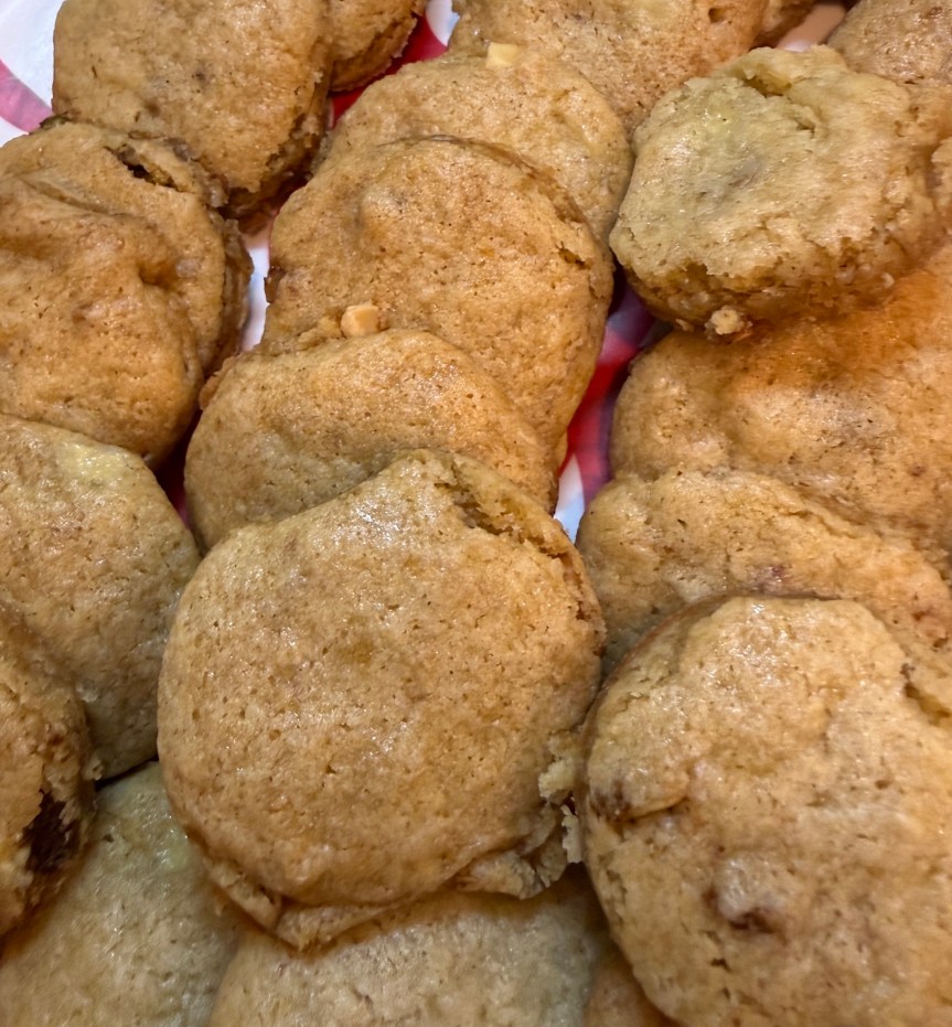 a group of round banana bread cookies